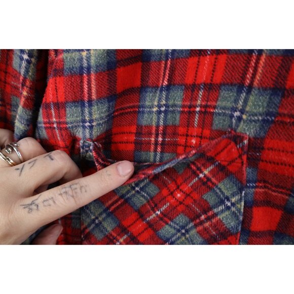 Vintage 70s Dickies Mens 4XL Faded Double Pocket Flannel Button Shirt Red Plaid - Picture 5 of 11